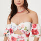 ELLA Floral Print Shoulder-to-Shoulder Maxi Dress