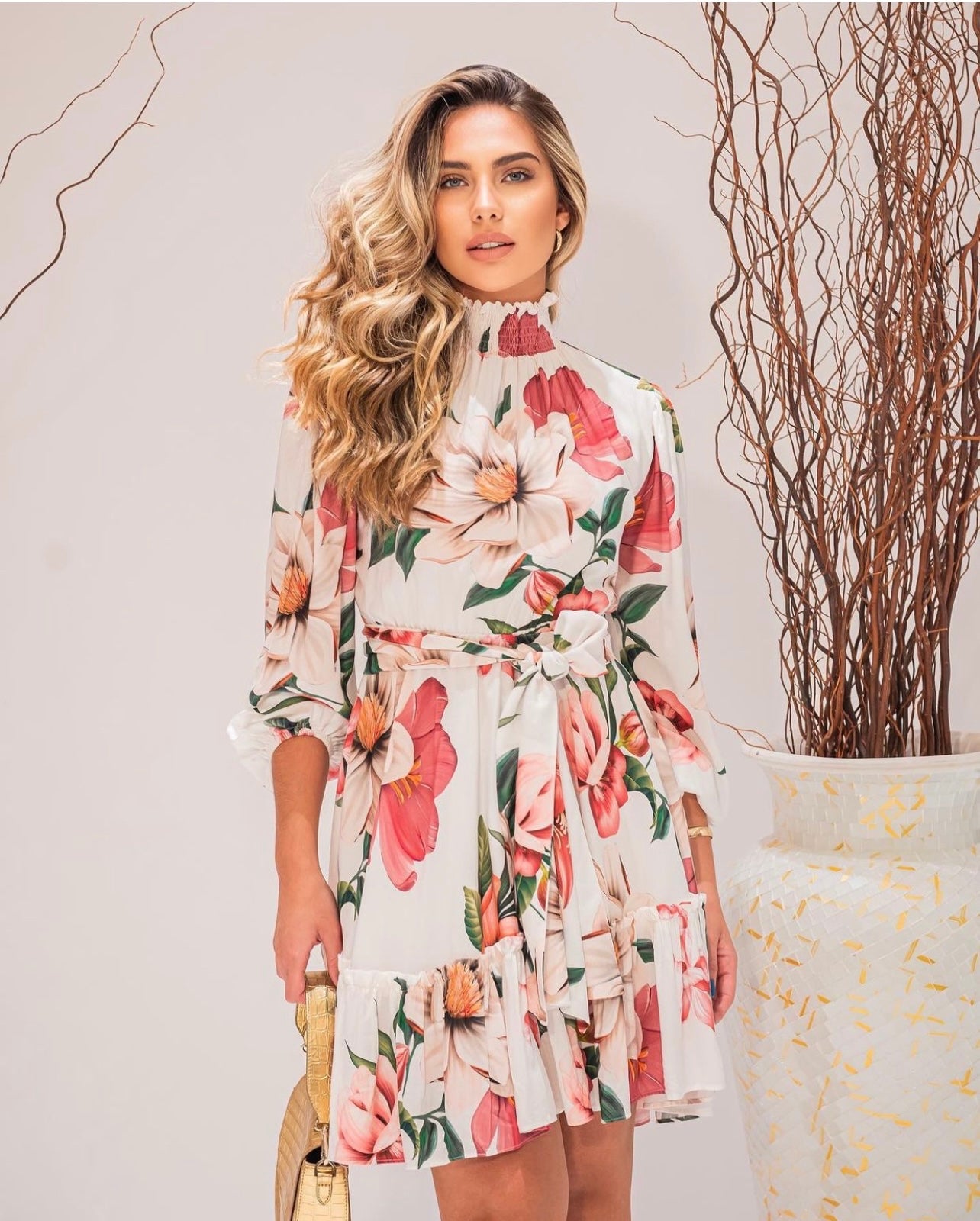 CINDY Floral Long Sleeve Mini Dress - FINAL SALE
