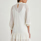 VALENTINE Ruffled Neck Bishop Sleeves Sheer Off-White Mini Dress - FINAL SALE