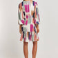 ZOE Abstract Print V-Neckline Bishop Sleeves Tiered Mini Dress - FINAL DRESS